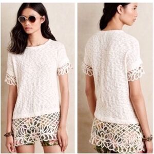 Anthropologie Saturday Sunday Lace Trim Tunic Top Small
